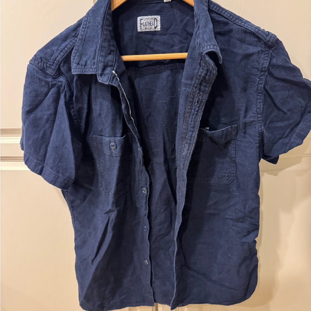 The Flat Head Men's Navy Blue Shirt